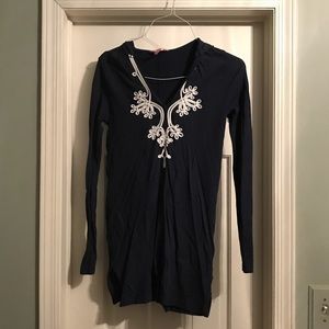 Lilly Pulitzer navy embroidered coverup